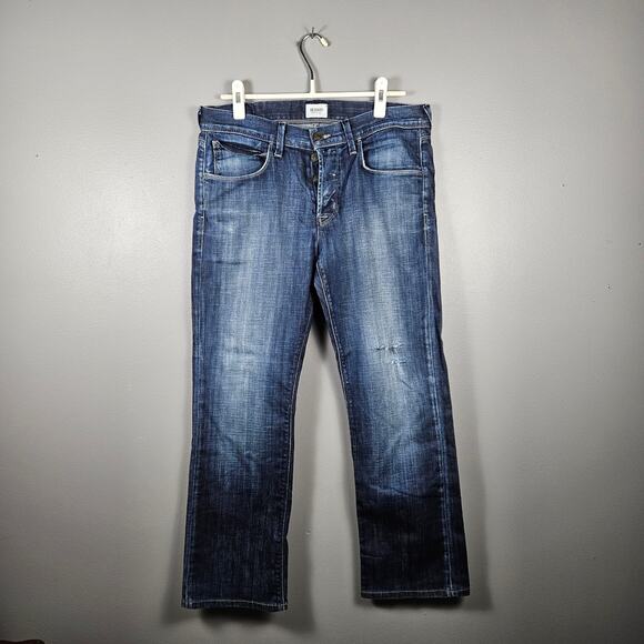 Hudson Straight Leg Jeans Dark Wash Relaxed Men's Size 32 With Hidden Button Fly - Picture 1 of 8